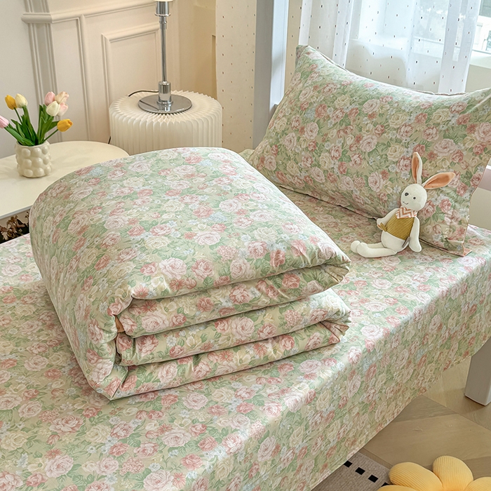 91家纺网 家纺一手货源 找家纺 壹贝家纺 2025新款学生季喷气全棉跑量宿舍三件套（提供买家秀） 玫瑰的故事