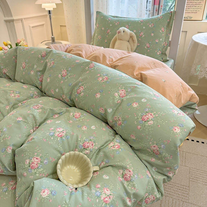 91家纺网 家纺一手货源 找家纺 壹贝家纺 2025新款学生季喷气全棉跑量宿舍三件套（提供买家秀） 沐熙花-绿