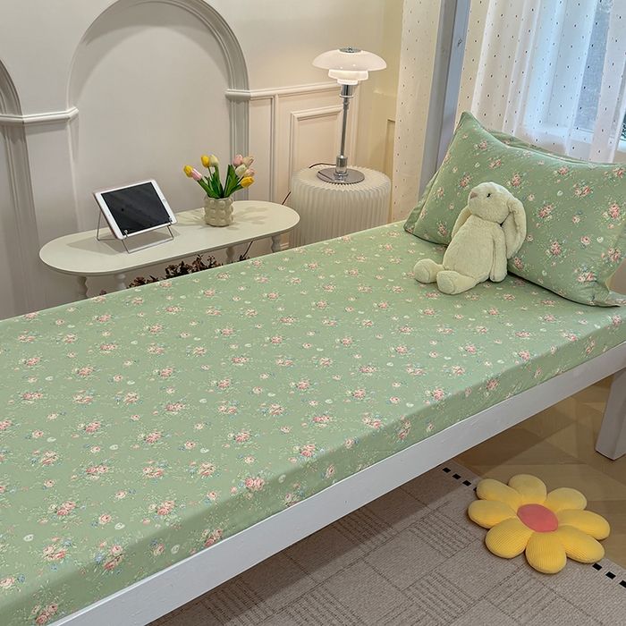 91家纺网 家纺一手货源 找家纺 壹贝家纺 2025新款学生季喷气全棉跑量宿舍三件套（提供买家秀） 沐熙花-绿