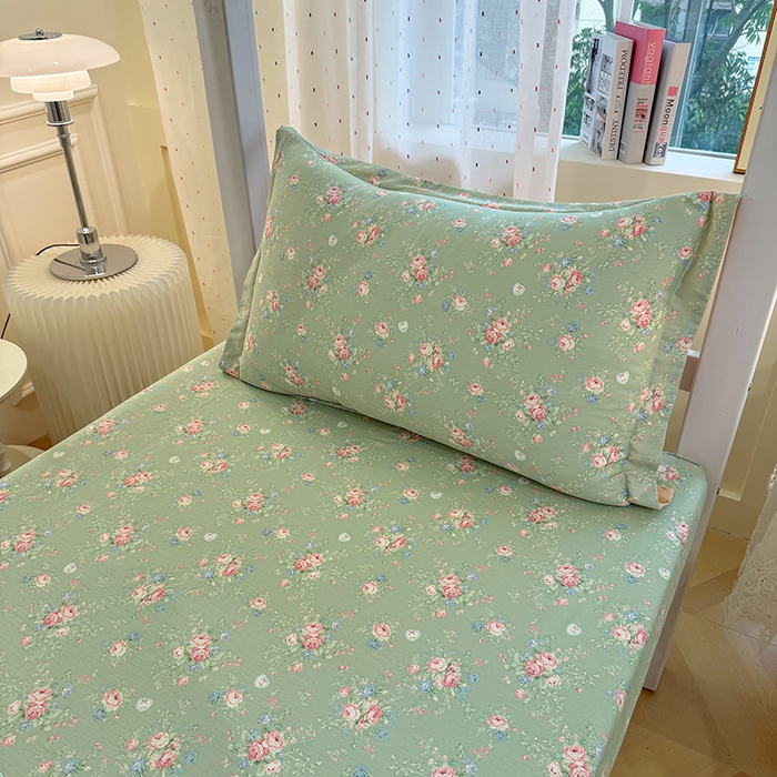91家纺网 家纺一手货源 找家纺 壹贝家纺 2025新款学生季喷气全棉跑量宿舍三件套（提供买家秀） 沐熙花-绿