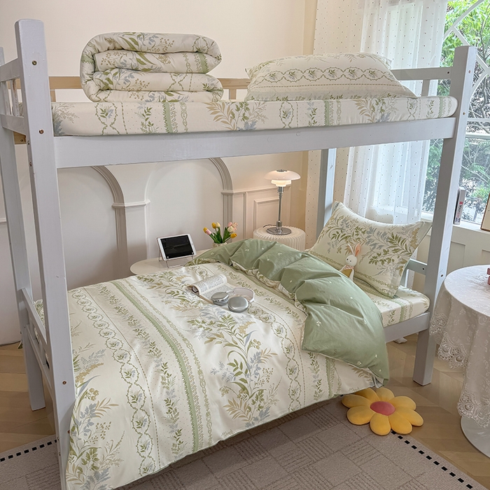 壹贝家纺 2025新款学生季喷气全棉跑量宿舍三件套（提供买家秀） 沐雅清风