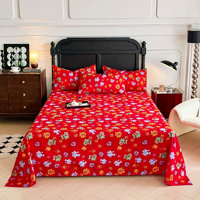 91家纺网 家纺一手货源 找家纺 （总）优米家纺 2025新款水洗棉百福印花床单系列