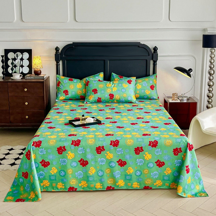 91家纺网 家纺一手货源 找家纺 （总）优米家纺 2025新款水洗棉百福印花床单系列