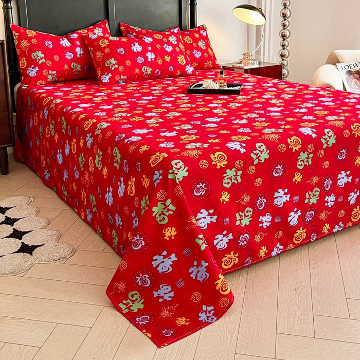 91家纺网 家纺一手货源 找家纺 （总）优米家纺 2025新款水洗棉百福印花床单系列