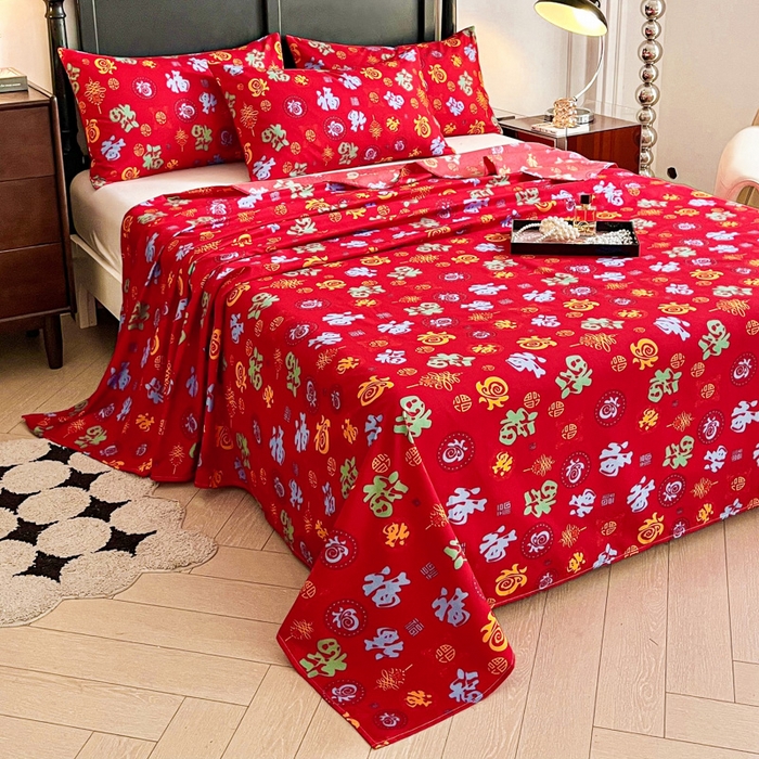 91家纺网 家纺一手货源 找家纺 （总）优米家纺 2025新款水洗棉百福印花床单系列