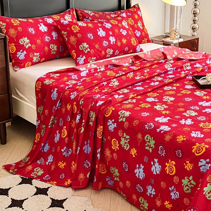 91家纺网 家纺一手货源 找家纺 （总）优米家纺 2025新款水洗棉百福印花床单系列