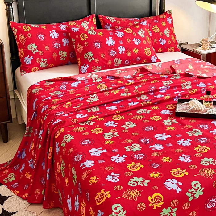 91家纺网 家纺一手货源 找家纺 （总）优米家纺 2025新款水洗棉百福印花床单系列