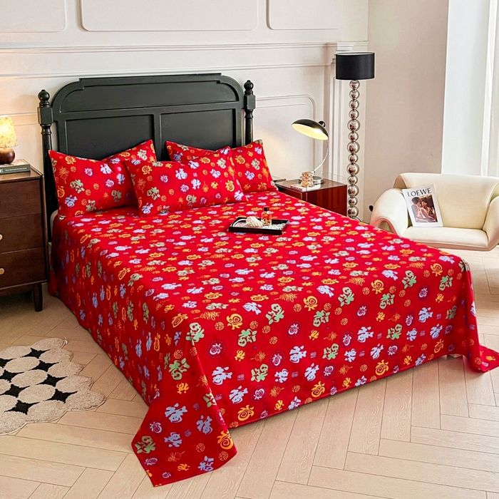 91家纺网 家纺一手货源 找家纺 （总）优米家纺 2025新款水洗棉百福印花床单系列