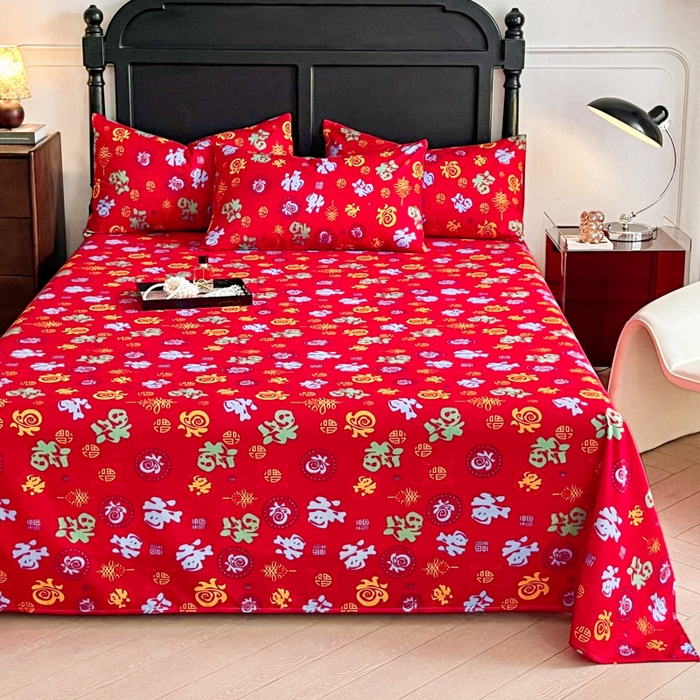 91家纺网 家纺一手货源 找家纺 （总）优米家纺 2025新款水洗棉百福印花床单系列