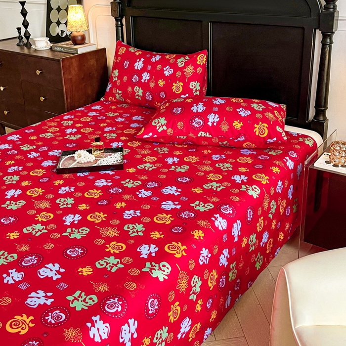 91家纺网 家纺一手货源 找家纺 （总）优米家纺 2025新款水洗棉百福印花床单系列