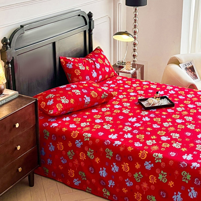 91家纺网 家纺一手货源 找家纺 （总）优米家纺 2025新款水洗棉百福印花床单系列