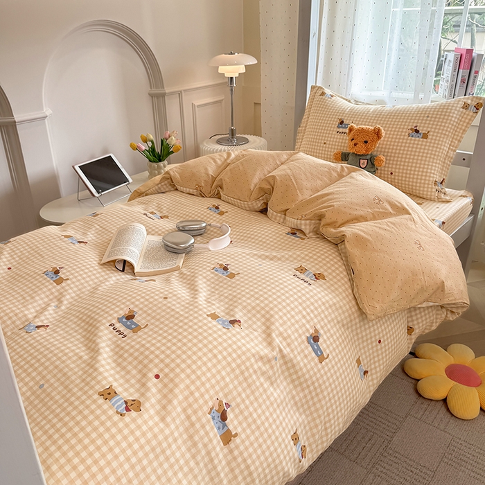 91家纺网 家纺一手货源 找家纺 壹贝家纺 2025新款学生季喷气全棉跑量宿舍三件套（提供买家秀） 俏皮狗