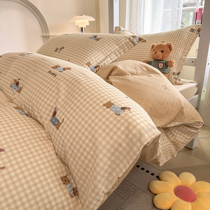 91家纺网 家纺一手货源 找家纺 壹贝家纺 2025新款学生季喷气全棉跑量宿舍三件套（提供买家秀） 俏皮狗