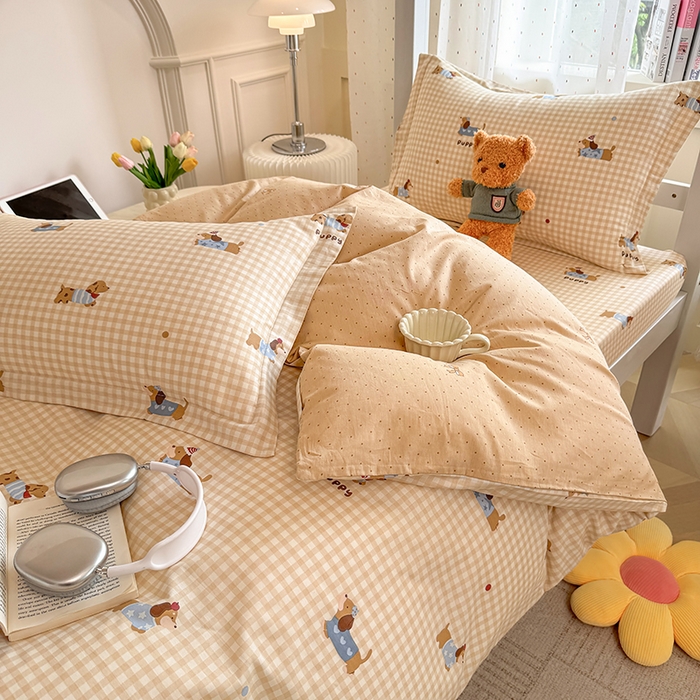 91家纺网 家纺一手货源 找家纺 壹贝家纺 2025新款学生季喷气全棉跑量宿舍三件套（提供买家秀） 俏皮狗