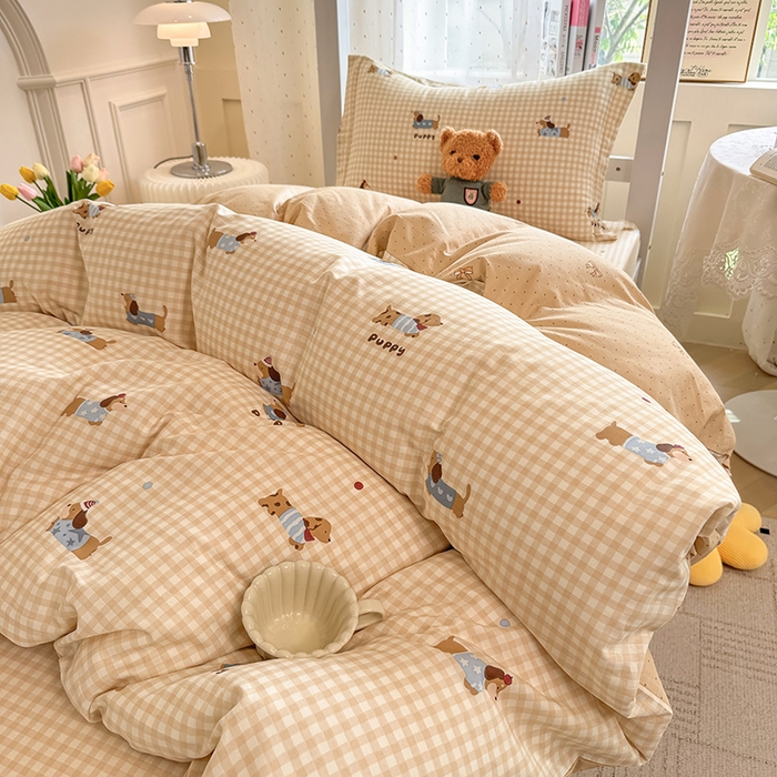 91家纺网 家纺一手货源 找家纺 壹贝家纺 2025新款学生季喷气全棉跑量宿舍三件套（提供买家秀） 俏皮狗