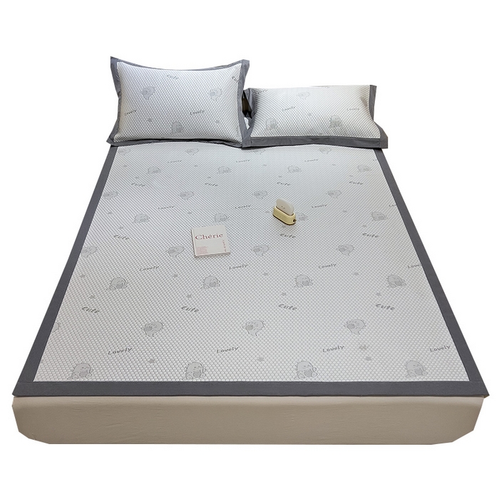 91家纺网 家纺一手货源 找家纺 莱家富 2025新款A类凉感豆豆凉席冰丝席-抱抱龙系列 抱抱龙-月影灰（床席款）