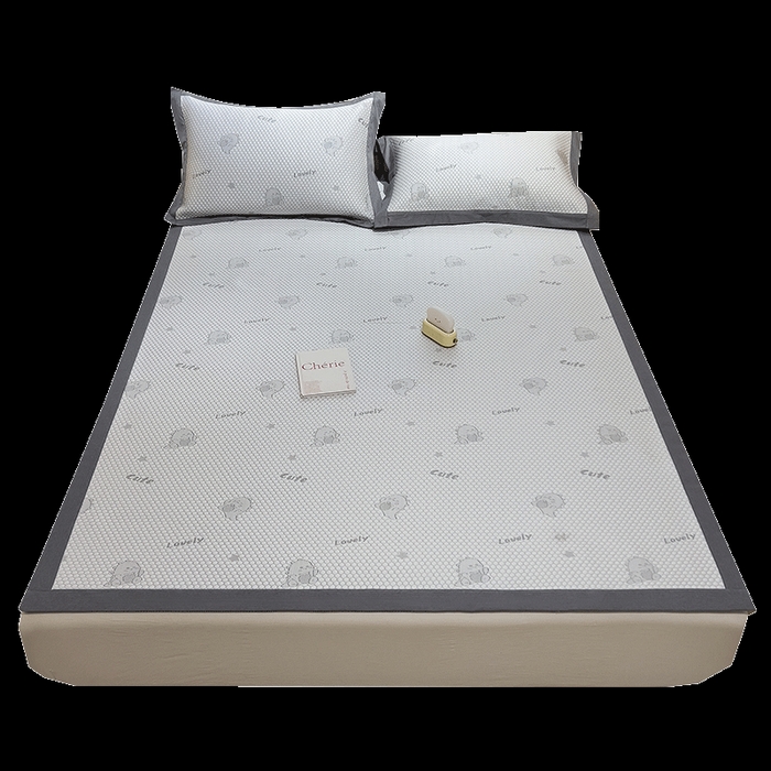 91家纺网 家纺一手货源 找家纺 莱家富 2025新款A类凉感豆豆凉席冰丝席-抱抱龙系列 抱抱龙-月影灰（床席款）