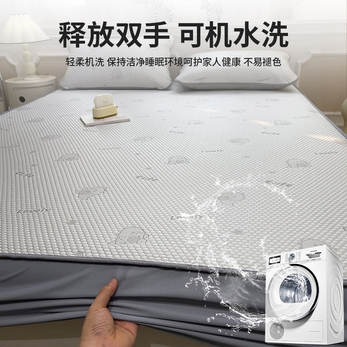 91家纺网 家纺一手货源 找家纺 莱家富 2025新款A类凉感豆豆凉席冰丝席-抱抱龙系列 抱抱龙-月影灰（床笠款）
