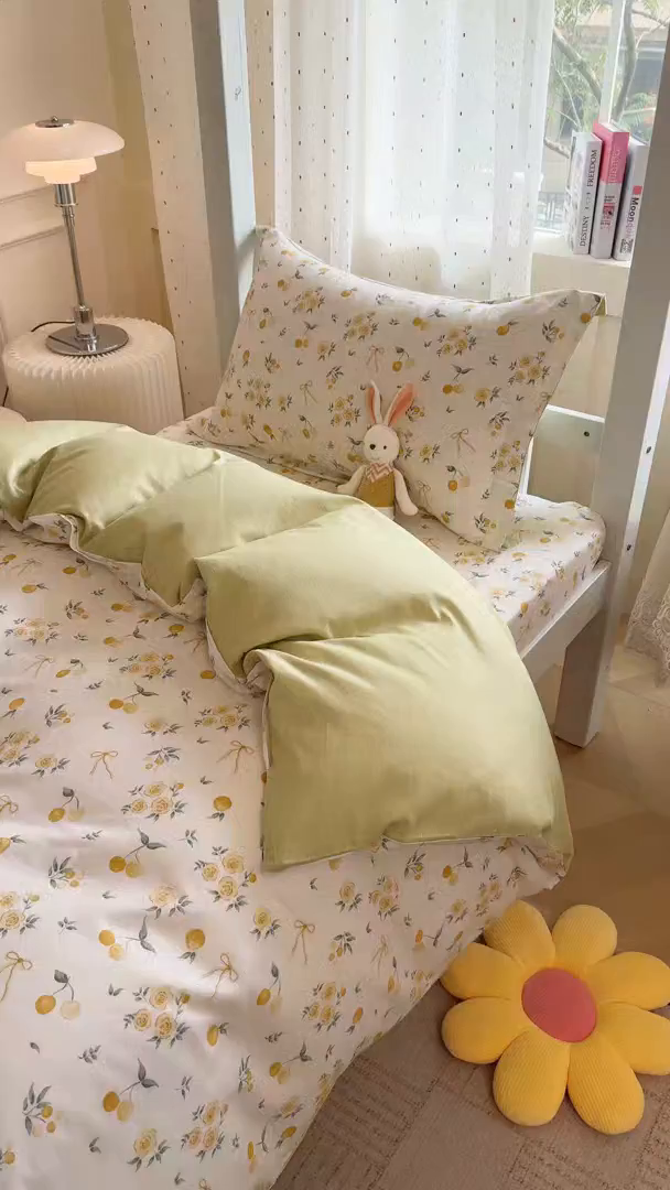 91家纺网 家纺一手货源 找家纺 壹贝家纺 2025新款学生季喷气全棉跑量宿舍三件套（提供买家秀） 如愿