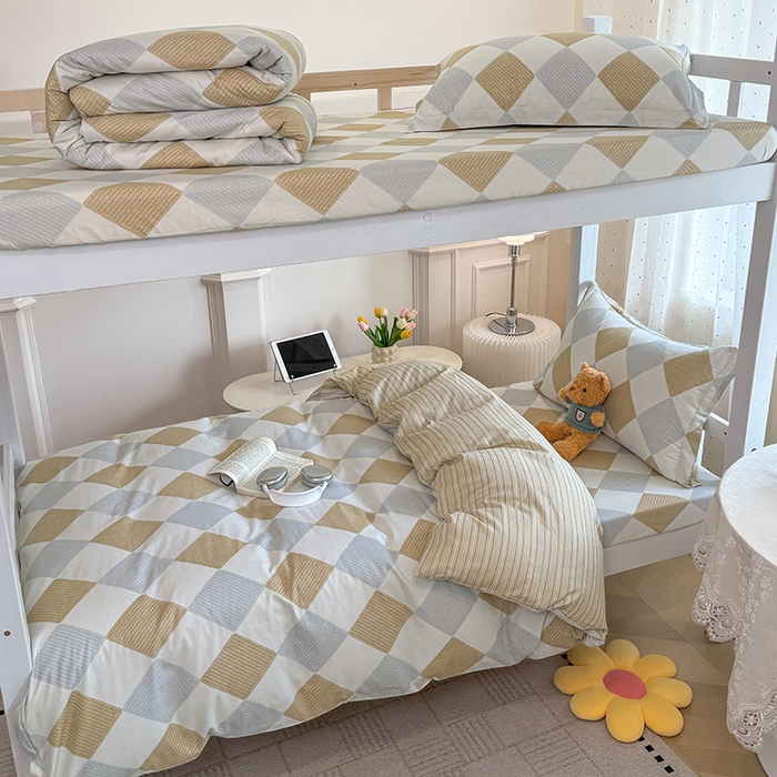 91家纺网 家纺一手货源 找家纺 壹贝家纺 2025新款学生季喷气全棉跑量宿舍三件套（提供买家秀） 瑞吉斯-黄