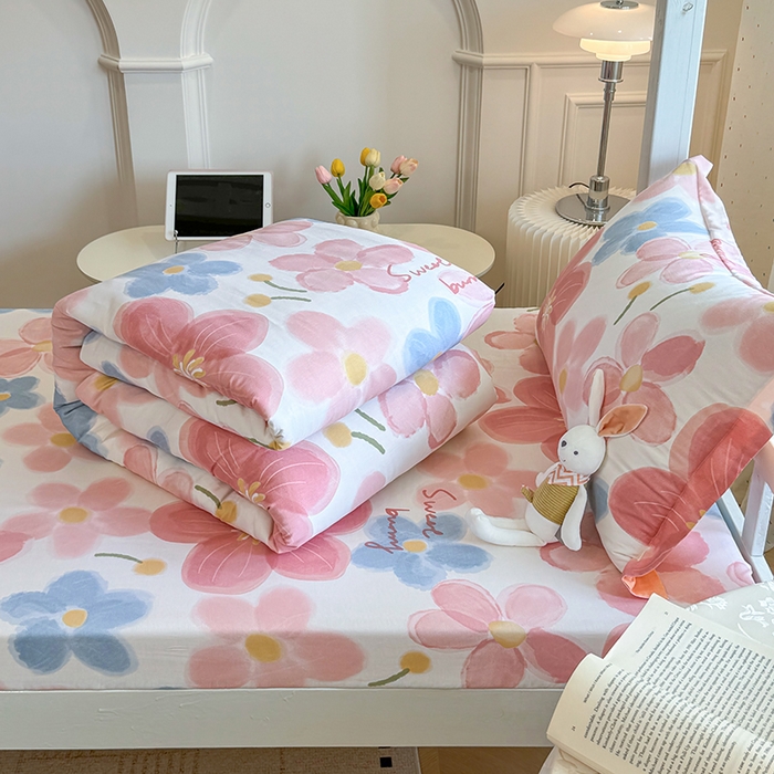 91家纺网 家纺一手货源 找家纺 壹贝家纺 2025新款学生季喷气全棉跑量宿舍三件套（提供买家秀） 夕颜花开