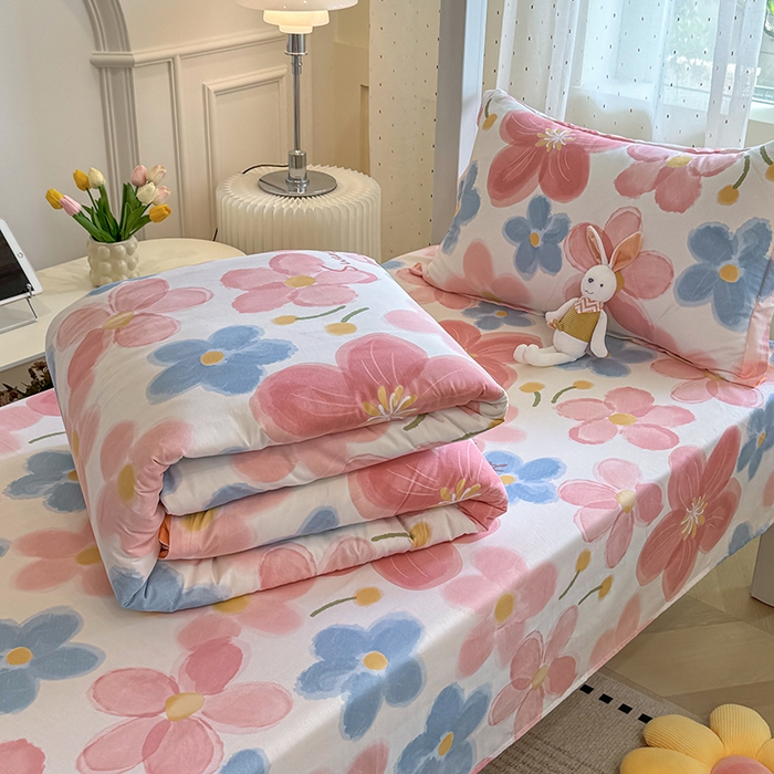 91家纺网 家纺一手货源 找家纺 壹贝家纺 2025新款学生季喷气全棉跑量宿舍三件套（提供买家秀） 夕颜花开