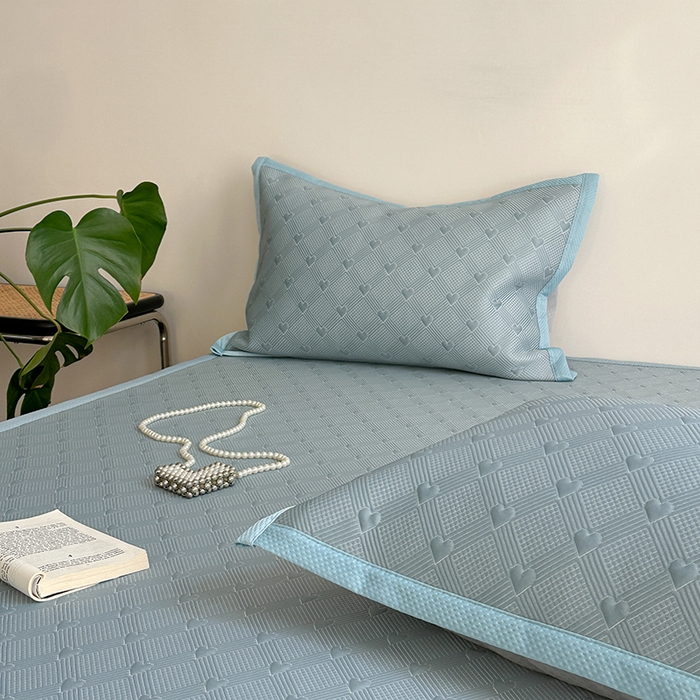 91家纺网 家纺一手货源 找家纺 莱家富 2025新款凉席养生席冰丝席-爱豆系列 蓝