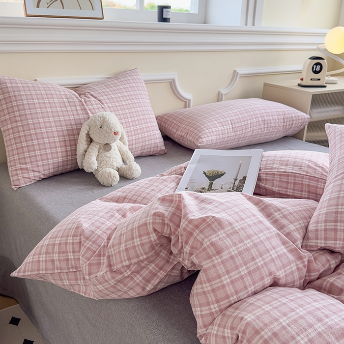 91家纺网 家纺一手货源 找家纺 （总）菡宝 【不断货 预留5公分缩水】a类母婴级纯棉全棉色织水洗棉四件套 支持定制定做尺寸