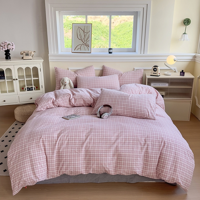 91家纺网 家纺一手货源 找家纺 （总）菡宝 【不断货 预留5公分缩水】a类母婴级纯棉全棉色织水洗棉四件套 支持定制定做尺寸