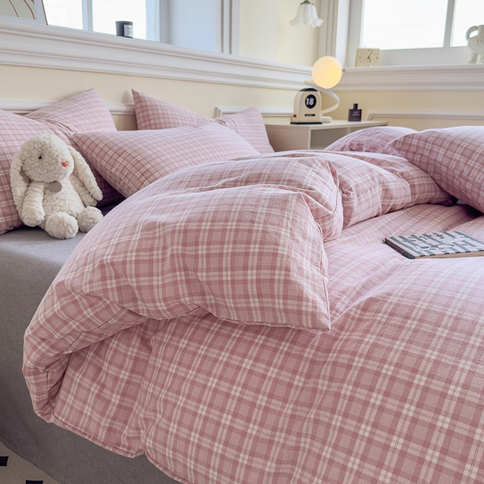 91家纺网 家纺一手货源 找家纺 （总）菡宝 【不断货 预留5公分缩水】a类母婴级纯棉全棉色织水洗棉四件套 支持定制定做尺寸