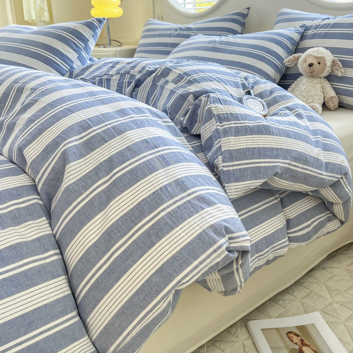 91家纺网 家纺一手货源 找家纺 （总）菡宝 【不断货 预留5公分缩水】a类母婴级纯棉全棉色织水洗棉四件套 支持定制定做尺寸