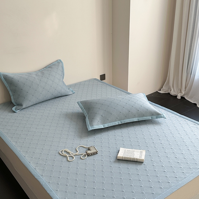 91家纺网 家纺一手货源 找家纺 莱家富 2025新款凉席养生席冰丝席-爱豆系列 蓝