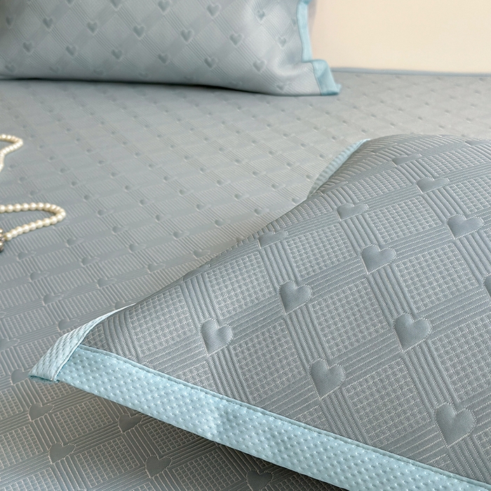 91家纺网 家纺一手货源 找家纺 莱家富 2025新款凉席养生席冰丝席-爱豆系列 蓝