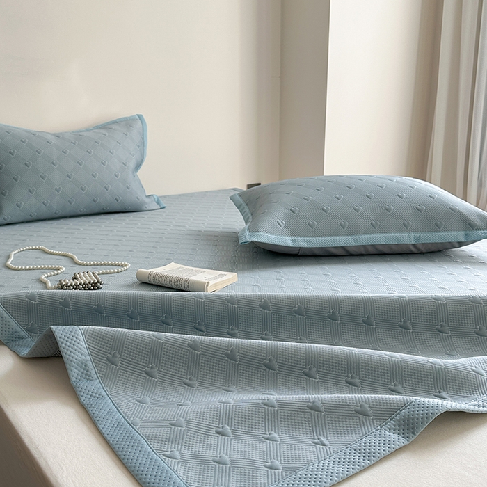 91家纺网 家纺一手货源 找家纺 莱家富 2025新款凉席养生席冰丝席-爱豆系列 蓝