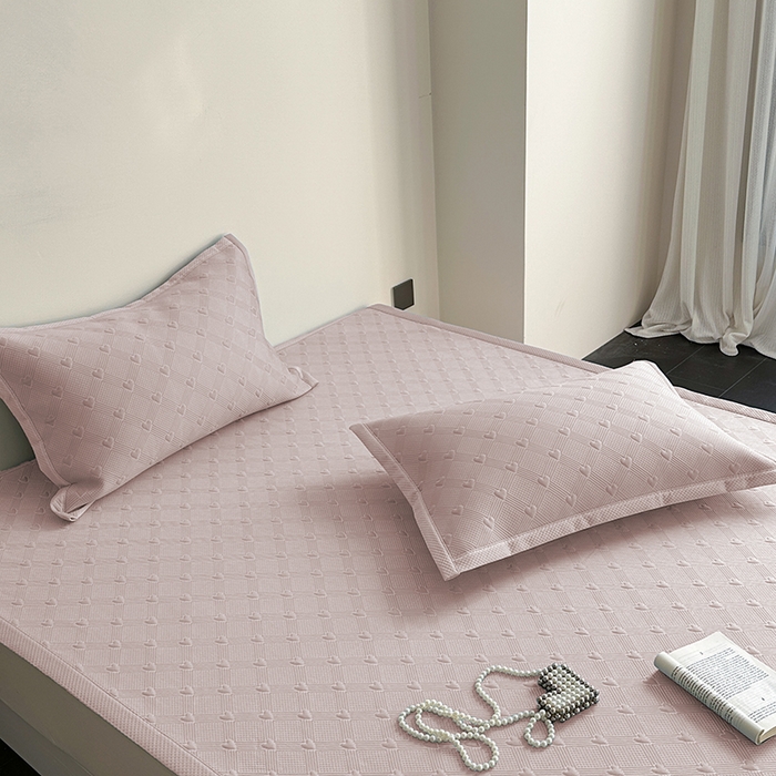 91家纺网 家纺一手货源 找家纺 莱家富 2025新款凉席养生席冰丝席-爱豆系列 粉