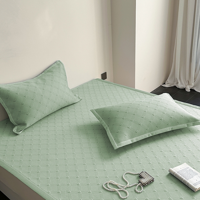 91家纺网 家纺一手货源 找家纺 莱家富 2025新款凉席养生席冰丝席-爱豆系列 绿