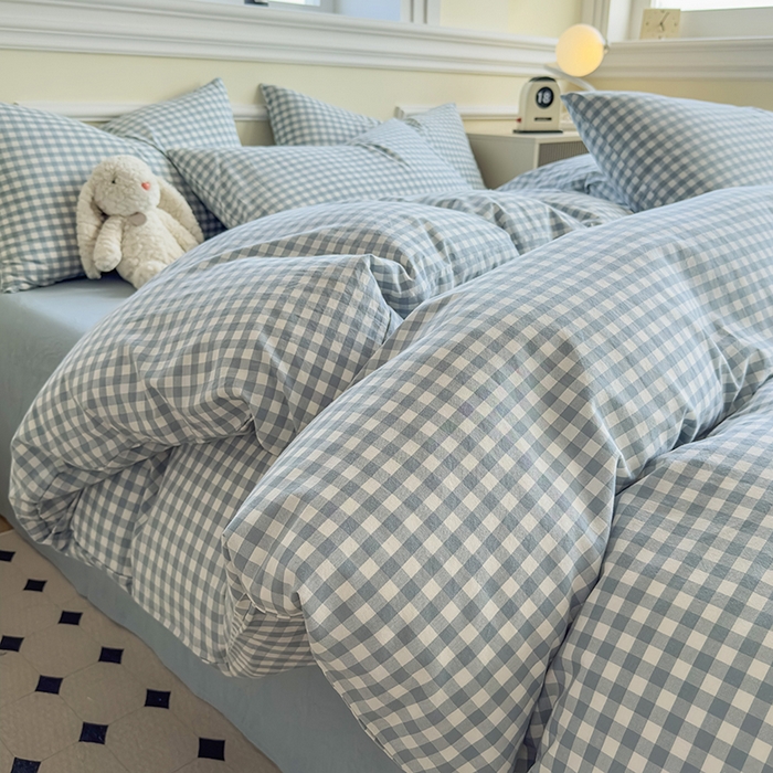 91家纺网 家纺一手货源 找家纺 （总）菡宝 【不断货 预留5公分缩水】a类母婴级纯棉全棉色织水洗棉四件套 支持定制定做尺寸