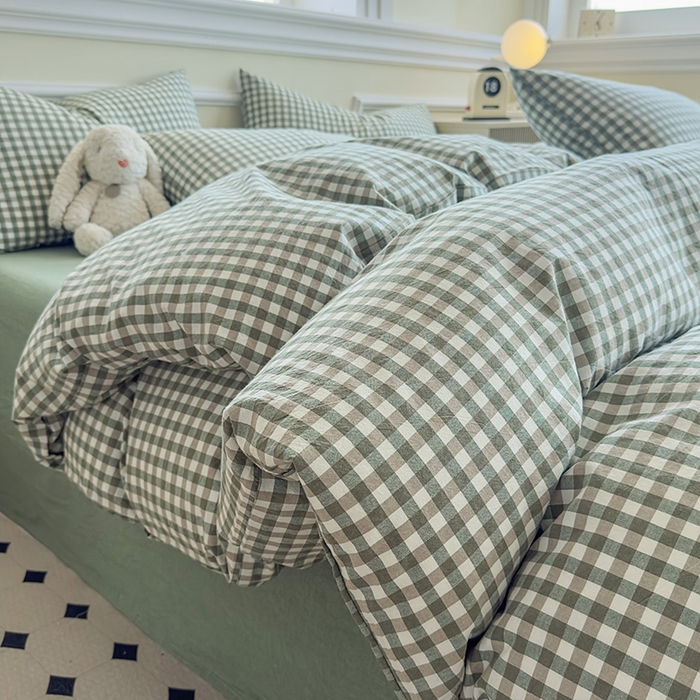 91家纺网 家纺一手货源 找家纺 （总）菡宝 【不断货 预留5公分缩水】a类母婴级纯棉全棉色织水洗棉四件套 支持定制定做尺寸