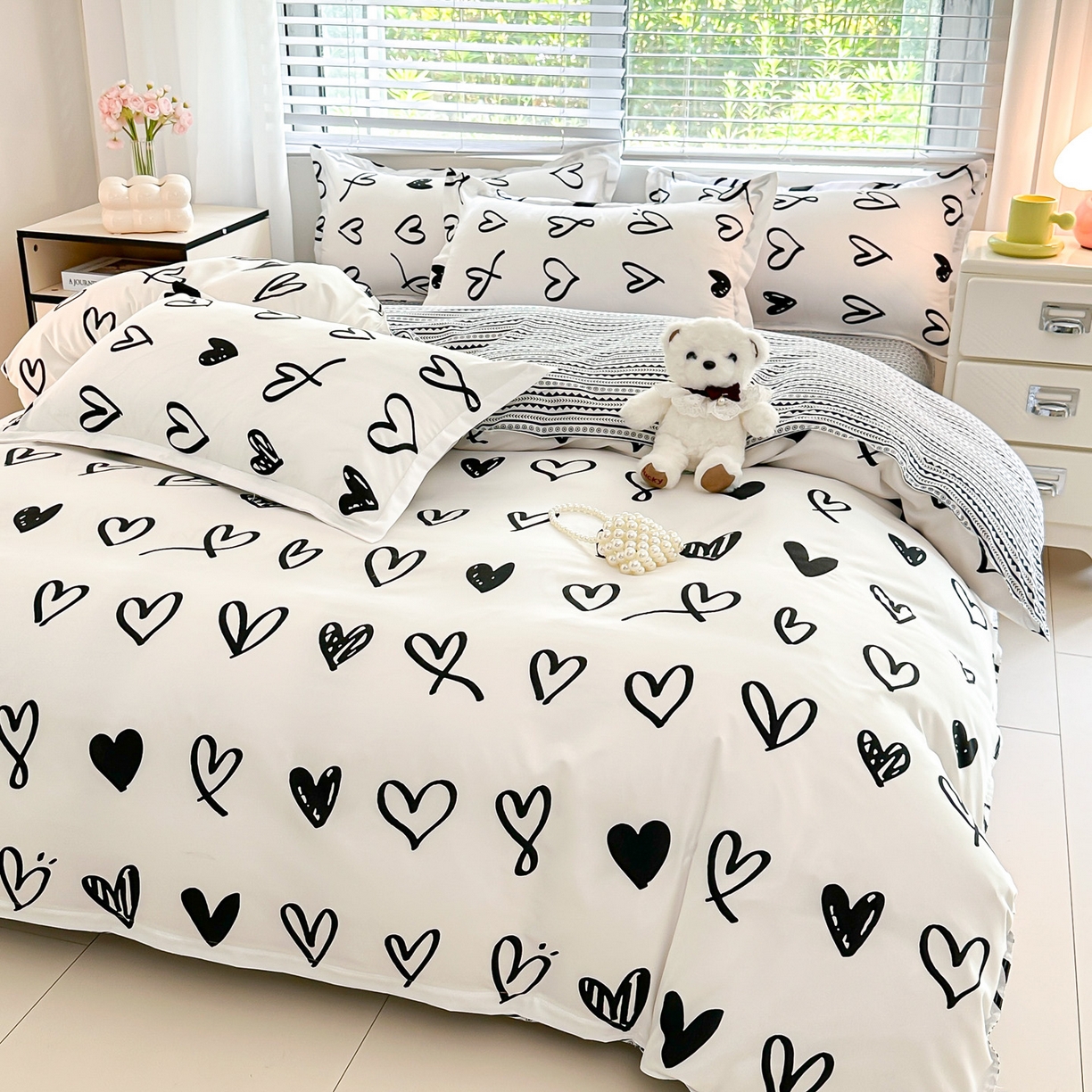 91家纺网 家纺一手货源 找家纺 楠沐家纺 2025新款格子芦荟棉磨毛四件套 洛拉情怀