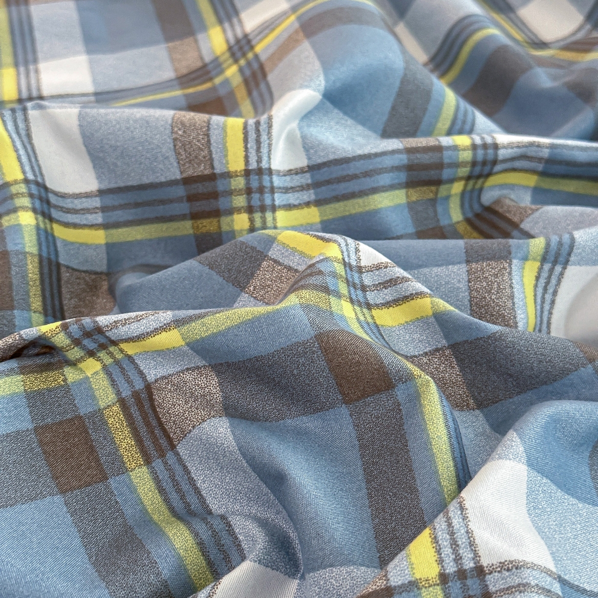 91家纺网 家纺一手货源 找家纺 楠沐家纺 2025新款格子芦荟棉磨毛四件套 炫彩蓝格