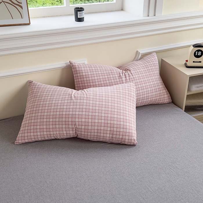 91家纺网 家纺一手货源 找家纺 菡宝 【不断货 预留5公分缩水】a类母婴级纯棉全棉色织水洗棉四件套 支持定制定做尺寸 粉格调