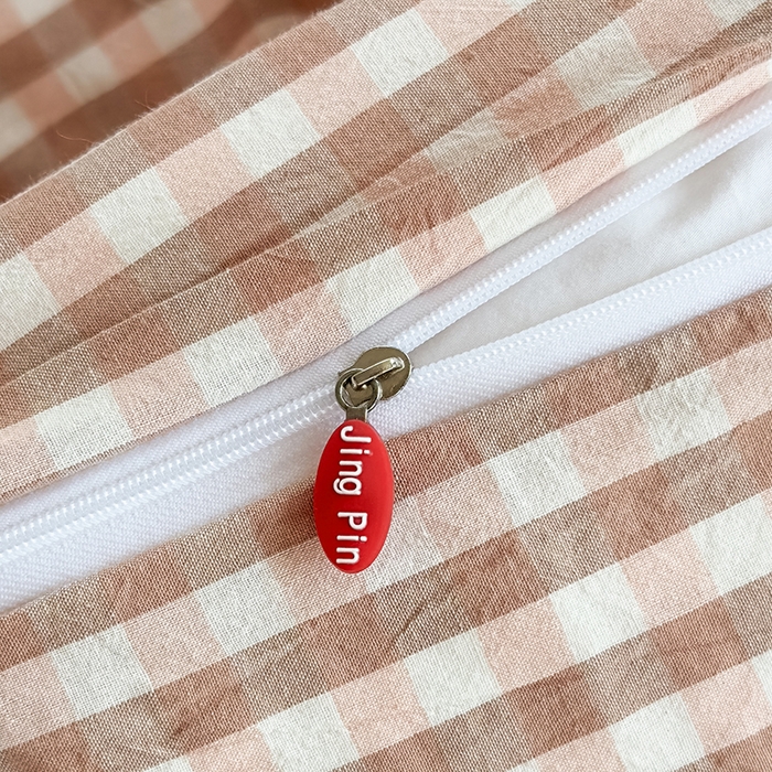 91家纺网 家纺一手货源 找家纺 菡宝 【不断货 预留5公分缩水】a类母婴级纯棉全棉色织水洗棉四件套 支持定制定做尺寸 粉小格