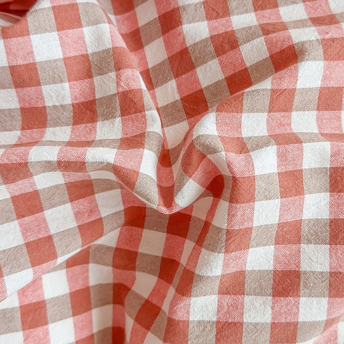 91家纺网 家纺一手货源 找家纺 菡宝 【不断货 预留5公分缩水】a类母婴级纯棉全棉色织水洗棉四件套 支持定制定做尺寸 橘红小格