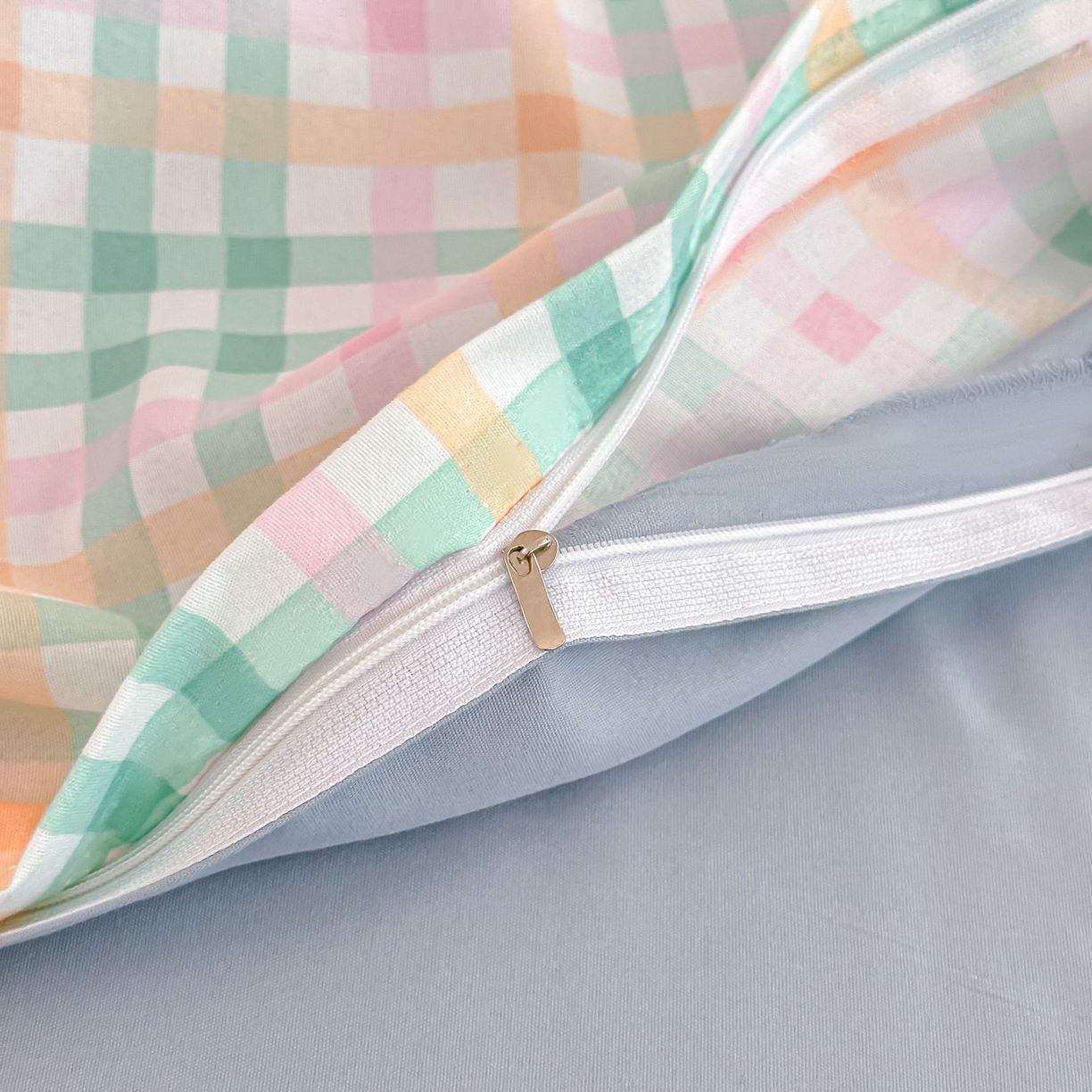 91家纺网 家纺一手货源 找家纺 楠沐家纺 2025新款无印风亲肤柔软芦荟棉磨毛单被套 冰淇淋格