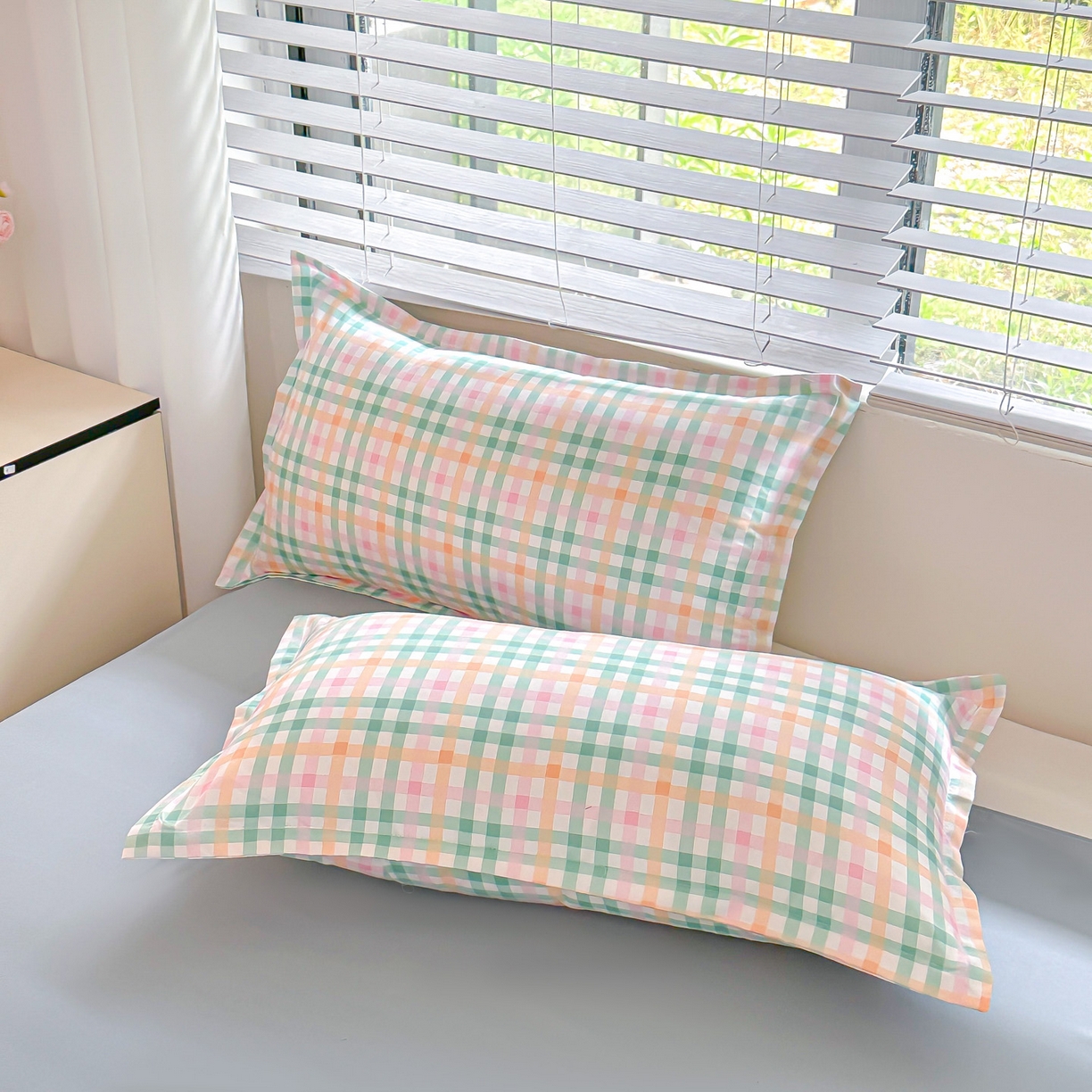 91家纺网 家纺一手货源 找家纺 楠沐家纺 2025新款无印风亲肤柔软芦荟棉磨毛单被套 冰淇淋格