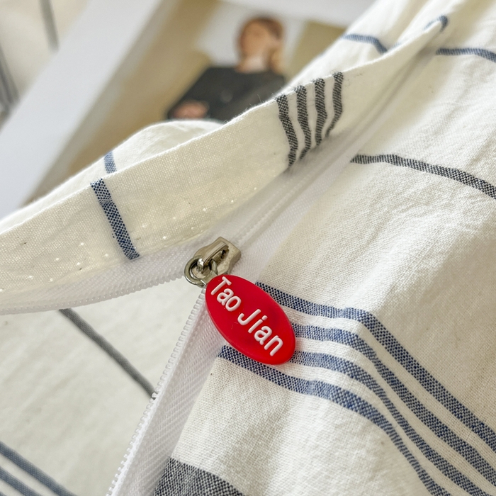 91家纺网 家纺一手货源 找家纺 菡宝 【不断货 预留5公分缩水】a类母婴级纯棉全棉色织水洗棉四件套 支持定制定做尺寸 漫幽-灰条蓝