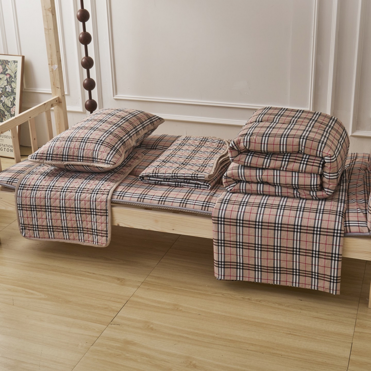 91家纺网 家纺一手货源 找家纺 （总）上喜 2025新款学生款全棉水洗棉床盖款三件套，五件套