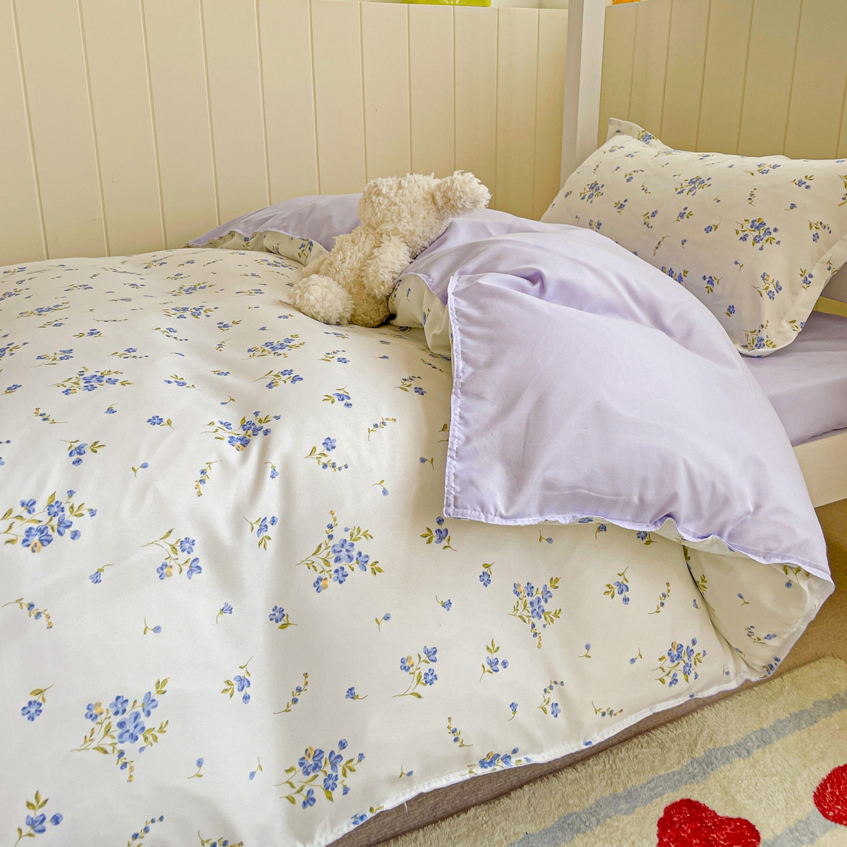 91家纺网 家纺一手货源 找家纺 楠沐家纺 2025新款芦荟棉印花学生宿舍上下铺四件套三件套 紫色浪漫