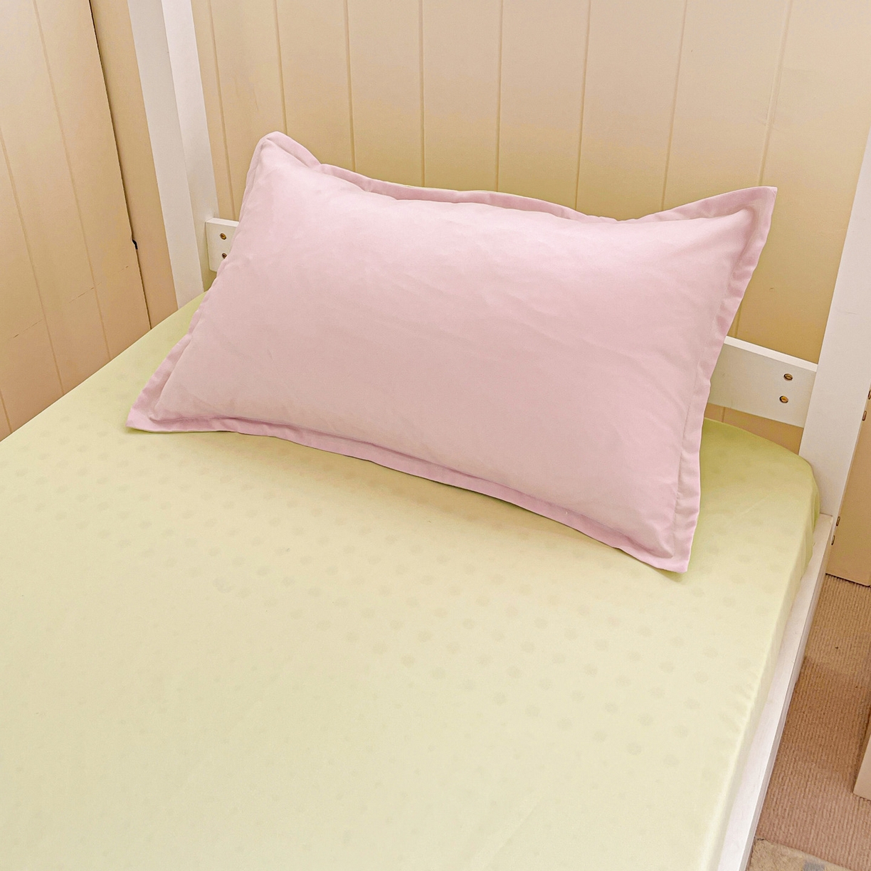 91家纺网 家纺一手货源 找家纺 楠沐家纺 2025新款芦荟棉印花学生宿舍上下铺四件套三件套 奶粉色泡泡绿