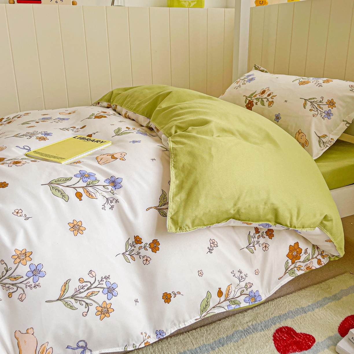 91家纺网 家纺一手货源 找家纺 楠沐家纺 2025新款芦荟棉印花学生宿舍上下铺四件套三件套 花丛兔